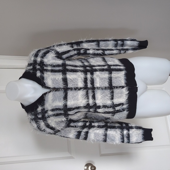 Women's 1.State Plaid eyelash sweater jacket-sz S - Picture 4 of 8